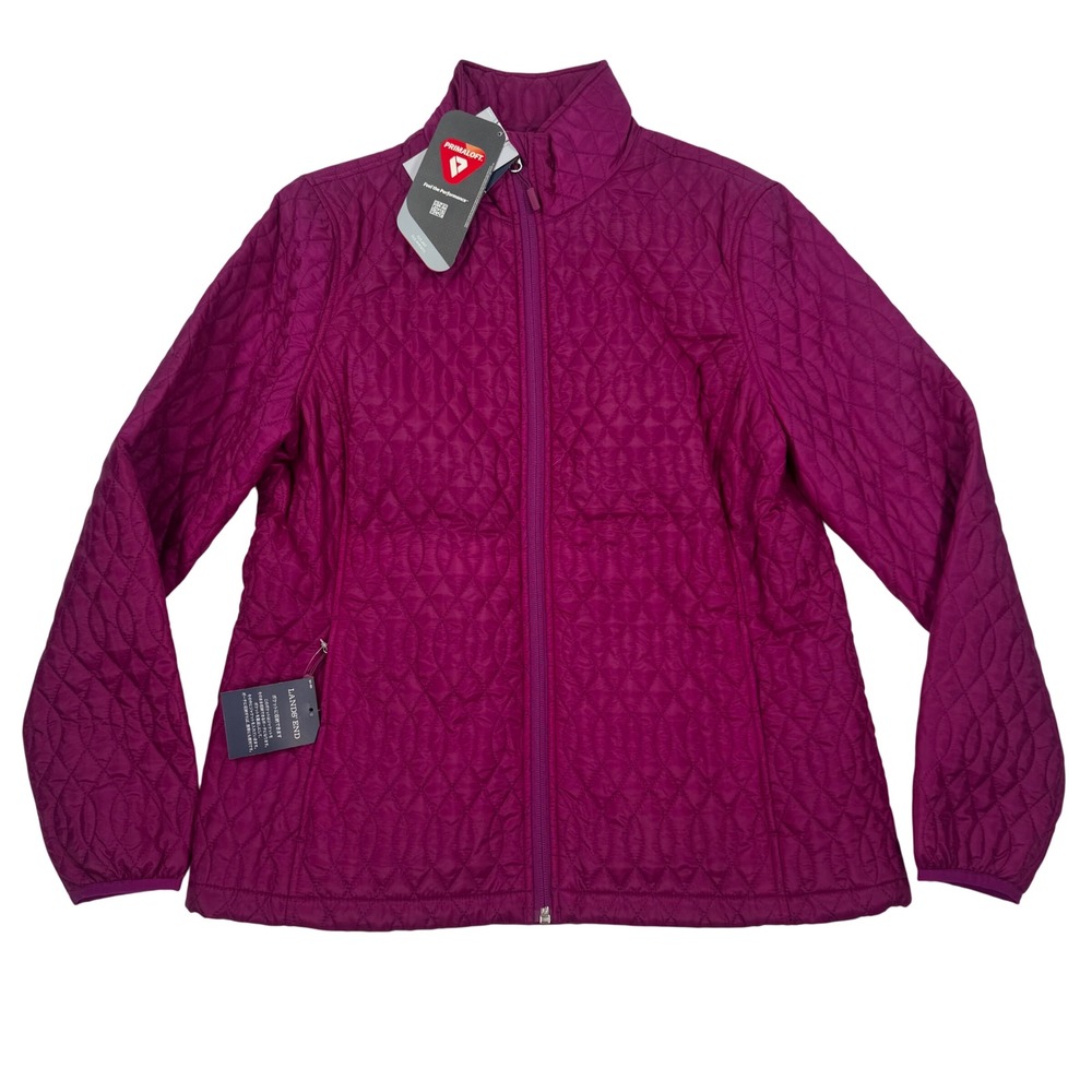 Lands End Womens PrimaLoft Quilted Packable Jacket Magenta Purple Medium 10-12